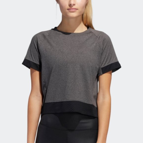 adidas Tops - Adidas Boxy Mesh Cropped Tee in Grey and Black